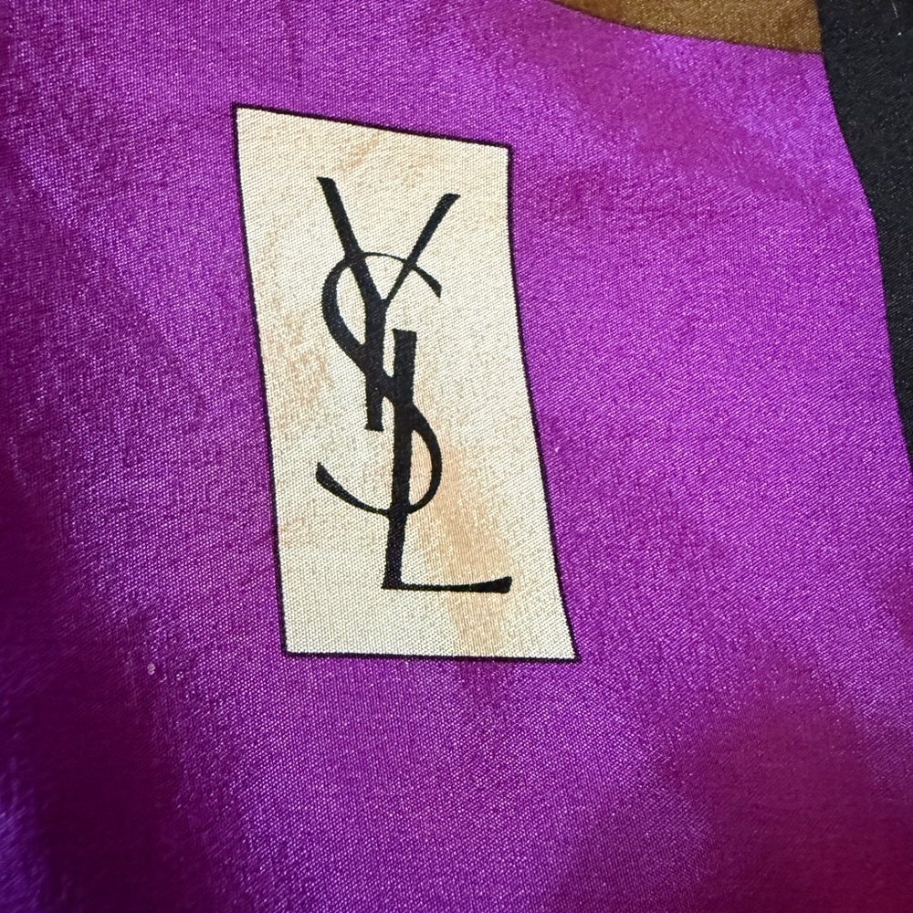 Yves Saint Laurent Silk Purple and Black Scarf - Picture 3 of 5